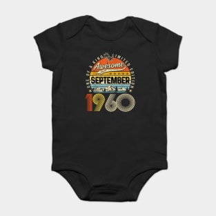 Awesome Since September 1960 Vintage 63rd Birthday Baby Bodysuit